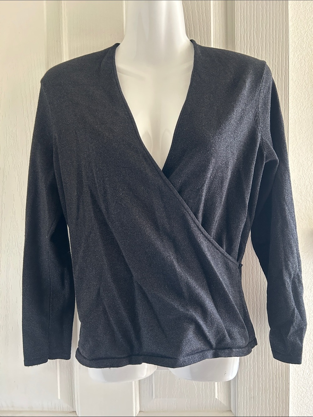 Jones New York Black V-Neck Wrap Sweater